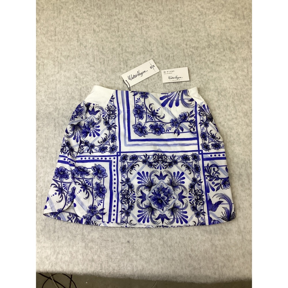 Walter Hagen Performance 11 Skort XS Porcelain Floral Blue White 16 Inch Golf